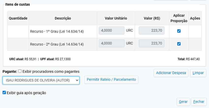 Seleção do Pagante